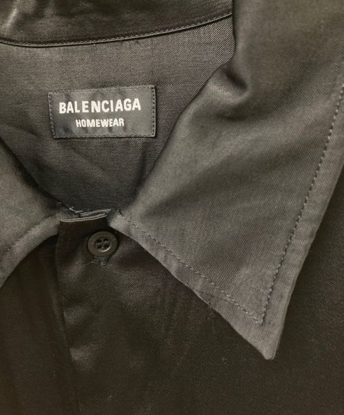 BALENCIAGA（バレンシアガ）BALENCIAGA (バレンシアガ) ロゴ刺繍長袖レーヨンシャツ ブラック サイズ:37の古着・服飾アイテム