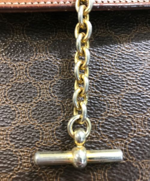 CELINE（セリーヌ）CELINE (セリーヌ) チェーンロックマカダムハンドバッグ ブラウンの古着・服飾アイテム