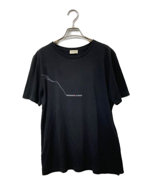 Saint Laurent Paris（サンローランパリ）Saint Laurent Paris (サンローランパリ) カットオフ加工プリントTシャツ ブラック サイズ:XSの古着・服飾アイテム