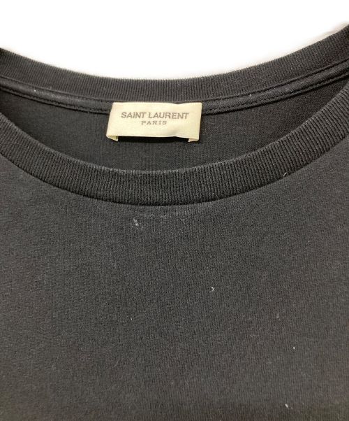 Saint Laurent Paris（サンローランパリ）Saint Laurent Paris (サンローランパリ) カットオフ加工プリントTシャツ ブラック サイズ:XSの古着・服飾アイテム
