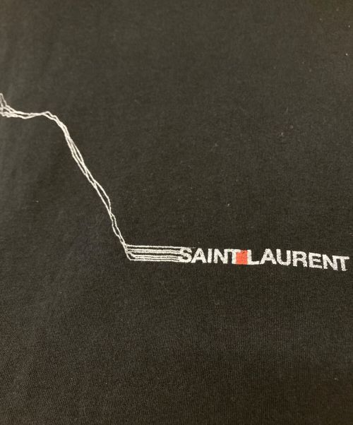 Saint Laurent Paris（サンローランパリ）Saint Laurent Paris (サンローランパリ) カットオフ加工プリントTシャツ ブラック サイズ:XSの古着・服飾アイテム