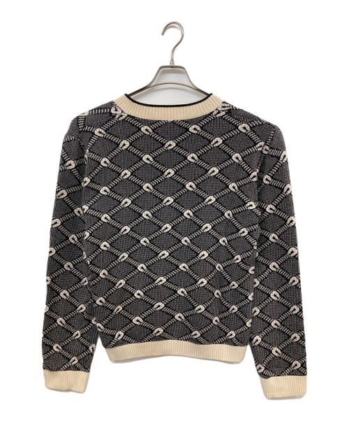 GUCCI（グッチ）GUCCI (グッチ) Vネックカシミヤ混ニット ブラック×ベージュ サイズ:Lの古着・服飾アイテム