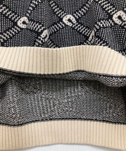 GUCCI（グッチ）GUCCI (グッチ) Vネックカシミヤ混ニット ブラック×ベージュ サイズ:Lの古着・服飾アイテム