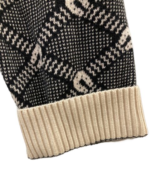 GUCCI（グッチ）GUCCI (グッチ) Vネックカシミヤ混ニット ブラック×ベージュ サイズ:Lの古着・服飾アイテム