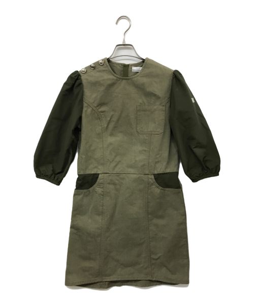 BORDERS at BALCONY（ボーダーズアットバルコニー）BORDERS at BALCONY (ボーダーズアットバルコニー) 半袖デニムワンピース カーキ サイズ:Mの古着・服飾アイテム