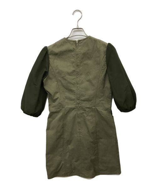 BORDERS at BALCONY（ボーダーズアットバルコニー）BORDERS at BALCONY (ボーダーズアットバルコニー) 半袖デニムワンピース カーキ サイズ:Mの古着・服飾アイテム