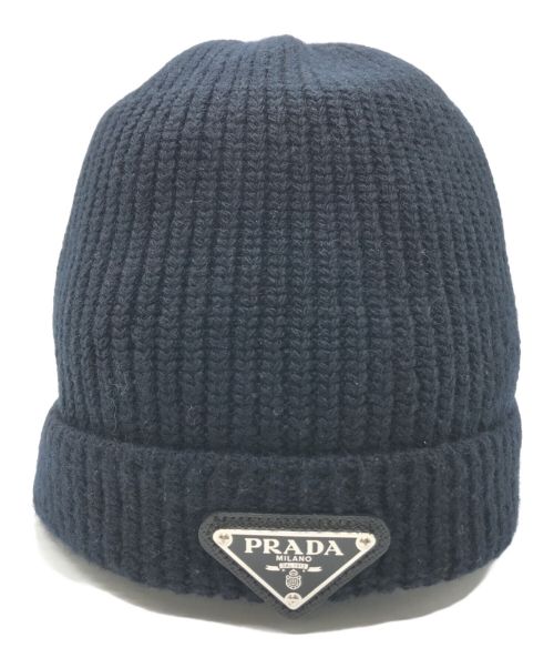 PRADA（プラダ）PRADA (プラダ) ウール&カシミヤ ビーニー ネイビー サイズ:Mの古着・服飾アイテム