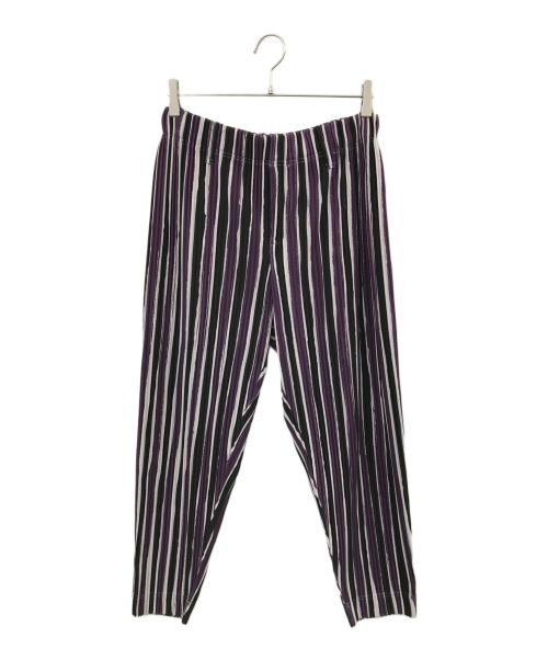 HOMME PLISSE ISSEY MIYAKE（オム プリッセ イッセイ ミヤケ）HOMME PLISSE ISSEY MIYAKE (オムプリッセ イッセイ ミヤケ) テーパードプリーツパンツ ブラック×パープル サイズ:2の古着・服飾アイテム