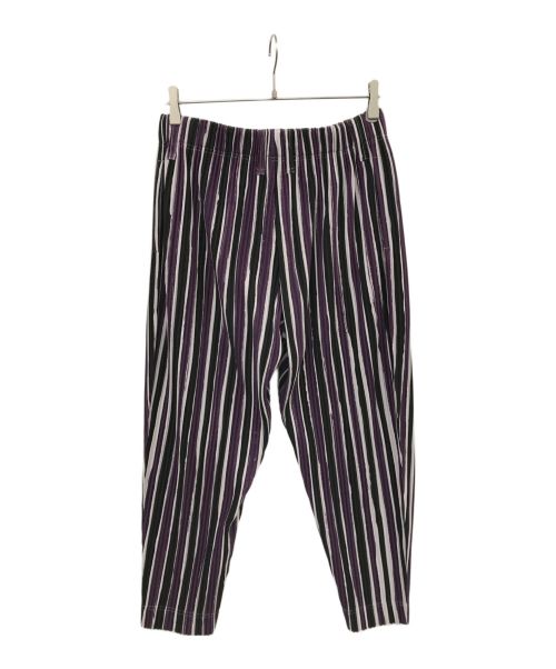 HOMME PLISSE ISSEY MIYAKE（オム プリッセ イッセイ ミヤケ）HOMME PLISSE ISSEY MIYAKE (オムプリッセ イッセイ ミヤケ) テーパードプリーツパンツ ブラック×パープル サイズ:2の古着・服飾アイテム