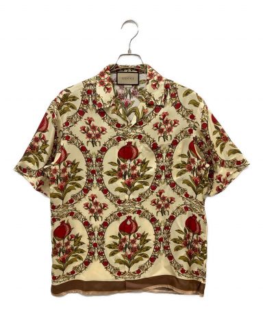 訳有GUCCI 国内正規品 ヴィンテージブラウス シャツ　シルク100% 中古・古着通販】GUCCI (グッチ) ボタニカルオープンカラーシルク