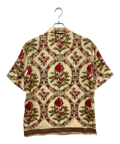 GUCCI（グッチ）GUCCI (グッチ) ボタニカルオープンカラーシルクシャツ ベージュ×レッド サイズ:44の古着・服飾アイテム