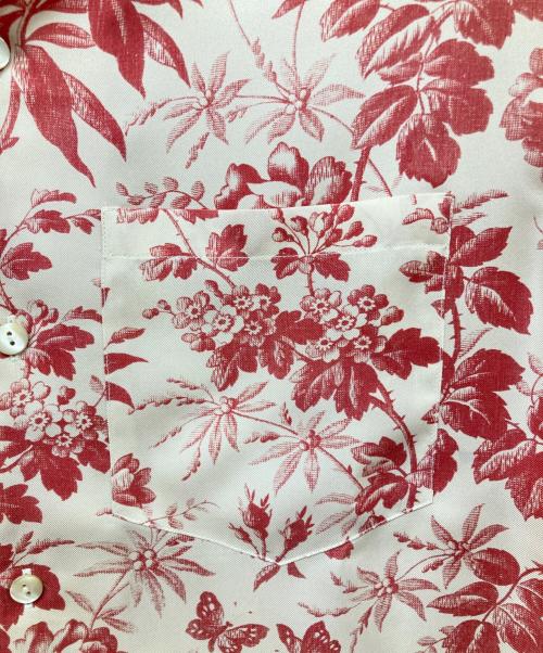 GUCCI（グッチ）GUCCI (グッチ) ボタニカルオープンカラーシルクシャツ ピンクベージュ×レッド サイズ:44の古着・服飾アイテム