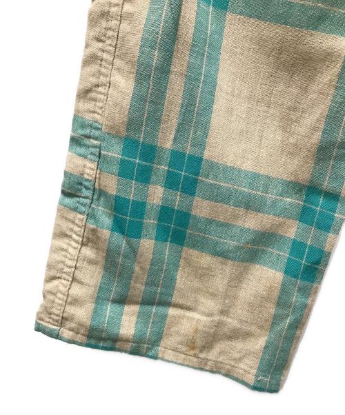 COMME des GARCONS HOMME PLUS（コムデギャルソンオムプリュス）COMME des GARCONS HOMME PLUS (コムデギャルソンオムプリュス) コットンチェックパンツ ベージュ×グリーン サイズ:Sの古着・服飾アイテム