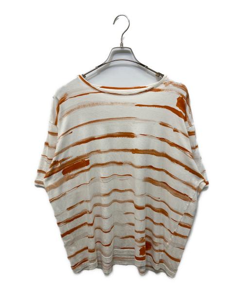 Porter Classic（ポータークラシック）Porter Classic (ポータークラシック) ARTIST BORDER T-SHIRT ベージュ×ブラウン サイズ:XLの古着・服飾アイテム