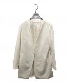 SOEJUソージュ）の古着「ロングノーカラージャケット」｜ベージュ