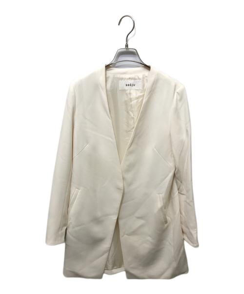 SOEJU（ソージュ）SOEJU (ソージュ) ロングノーカラージャケット ベージュ サイズ:Mの古着・服飾アイテム