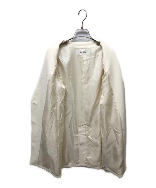 SOEJU（ソージュ）SOEJU (ソージュ) ロングノーカラージャケット ベージュ サイズ:Mの古着・服飾アイテム
