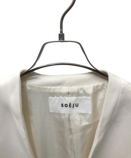 SOEJU（ソージュ）SOEJU (ソージュ) ロングノーカラージャケット ベージュ サイズ:Mの古着・服飾アイテム