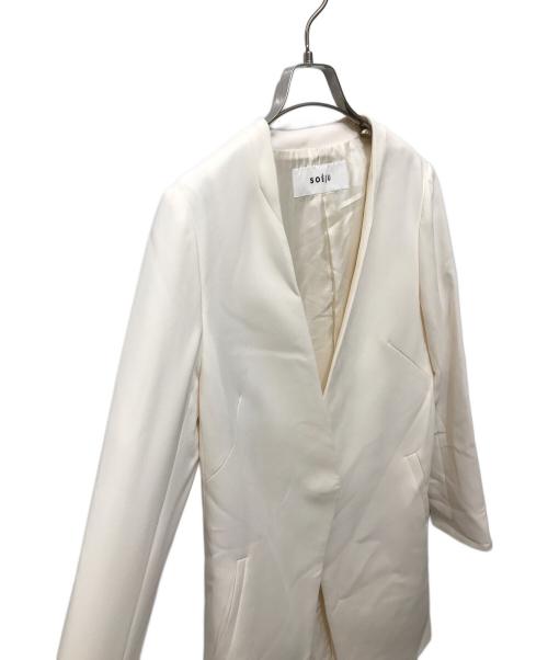 SOEJU（ソージュ）SOEJU (ソージュ) ロングノーカラージャケット ベージュ サイズ:Mの古着・服飾アイテム