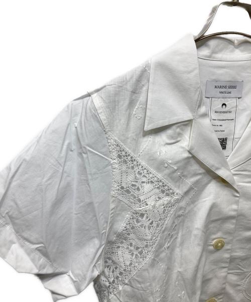 MARINE SERRE（マリーンセル）marine serre (マリーンセル) レースカットワークオープンカラーシャツ ホワイト サイズ:38の古着・服飾アイテム