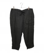 COMOLIコモリ）の古着「リネン起毛 ドローストリングパンツ」｜ブラック