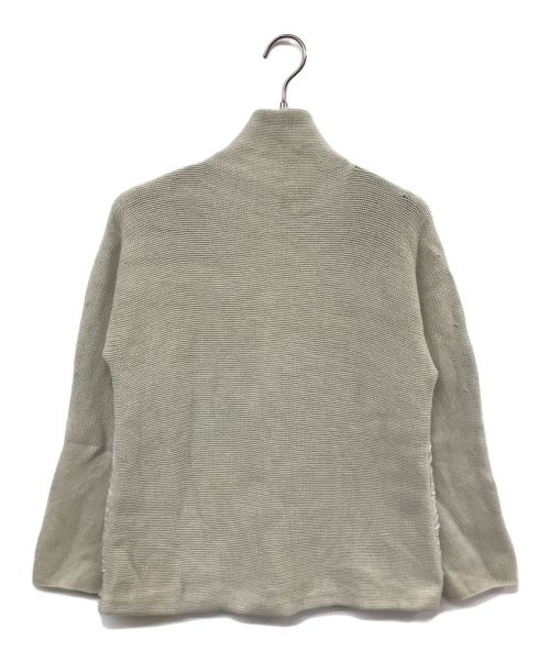 HERMES（エルメス）HERMES (エルメス) シルクスカーフ切替タートルネックニット グレー サイズ:Mの古着・服飾アイテム