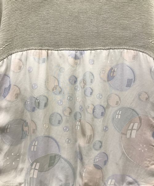 HERMES（エルメス）HERMES (エルメス) シルクスカーフ切替タートルネックニット グレー サイズ:Mの古着・服飾アイテム