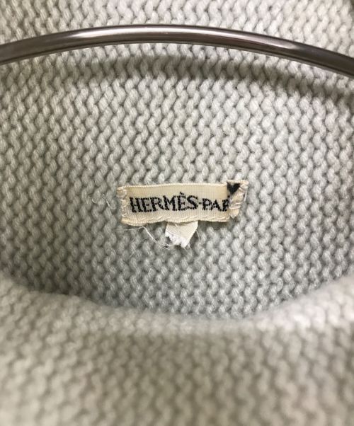 HERMES（エルメス）HERMES (エルメス) シルクスカーフ切替タートルネックニット グレー サイズ:Mの古着・服飾アイテム