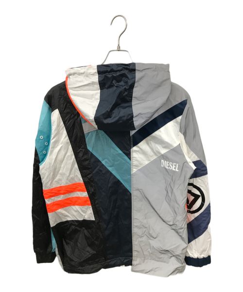 DIESEL（ディーゼル）DIESEL (ディーゼル) クレイジーパターン リフレクター フーディジャケット グレー×マルチカラー サイズ:XSの古着・服飾アイテム