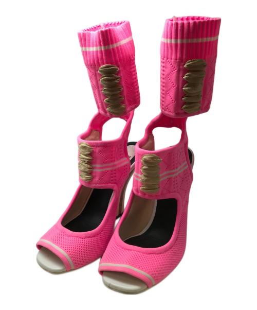 FENDI（フェンディ）FENDI (フェンディ) ニットヒールサンダル ピンク サイズ:38の古着・服飾アイテム