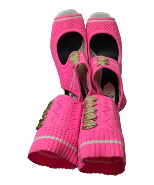 FENDI（フェンディ）FENDI (フェンディ) ニットヒールサンダル ピンク サイズ:38の古着・服飾アイテム