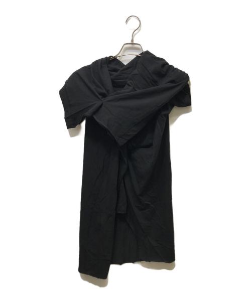 YOHJI YAMAMOTO（ヨウジヤマモト）YOHJI YAMAMOTO (ヨウジヤマモト) CM 40/- STF SOFT SINGLE JERSEY STOLE DETAIL SHORT SLV TOP ブラック サイズ:Mの古着・服飾アイテム
