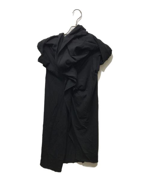 YOHJI YAMAMOTO（ヨウジヤマモト）YOHJI YAMAMOTO (ヨウジヤマモト) CM 40/- STF SOFT SINGLE JERSEY STOLE DETAIL SHORT SLV TOP ブラック サイズ:Mの古着・服飾アイテム