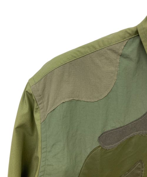 KUON（クオン）KUON (クオン) Patchwork Camo Hobo Shirt オリーブ サイズ:Lの古着・服飾アイテム
