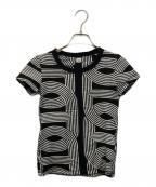 HERMESエルメス）の古着「マイクロニットTシャツ」｜ブラック×ホワイト