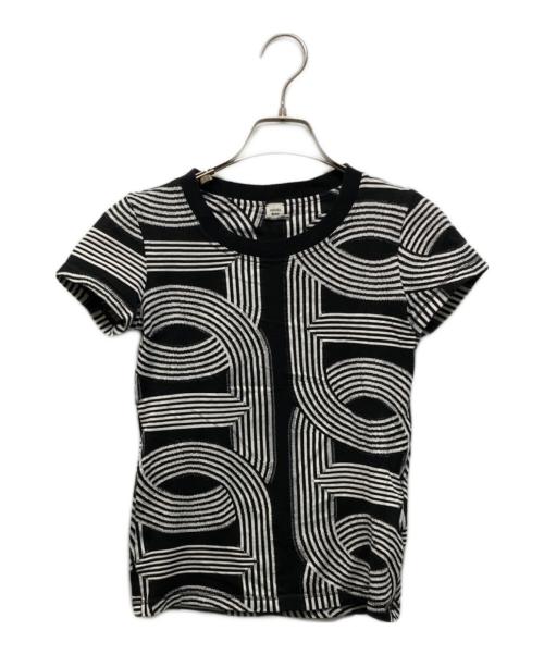 HERMES（エルメス）HERMES (エルメス) マイクロニットTシャツ ブラック×ホワイト サイズ:34の古着・服飾アイテム
