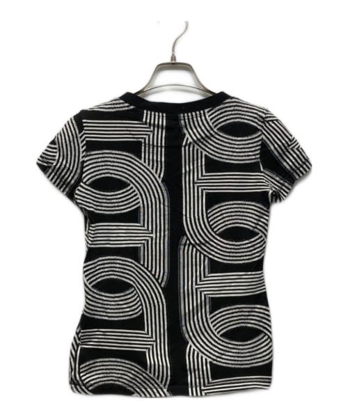 HERMES（エルメス）HERMES (エルメス) マイクロニットTシャツ ブラック×ホワイト サイズ:34の古着・服飾アイテム