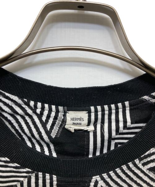 HERMES（エルメス）HERMES (エルメス) マイクロニットTシャツ ブラック×ホワイト サイズ:34の古着・服飾アイテム