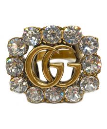 GUCCI（グッチ）の古着「ダブルGマーモントラインストーンリング」｜ゴールド