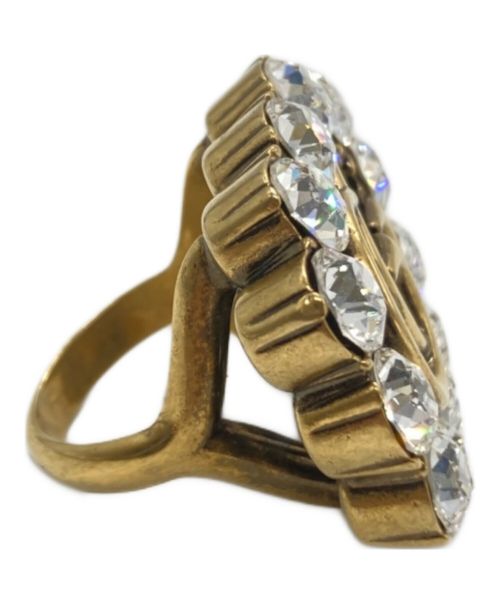 GUCCI（グッチ）GUCCI (グッチ) ダブルGマーモントラインストーンリング ゴールド サイズ:S(11-12号相当)の古着・服飾アイテム