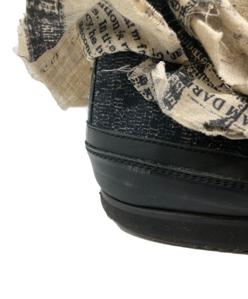 Yohji Yamamoto pour homme（ヨウジヤマモト プールオム）Yohji Yamamoto pour homme (ヨウジヤマモト プールオム) LINEN NEWSPAPER PRINT LOW CUT SNEAKER ブラック サイズ:推定の古着・服飾アイテム