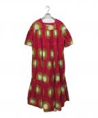 ODILE JACOBSオディール ジェイコブス）の古着「総柄ティアードワンピース」｜ピンク×オレンジ