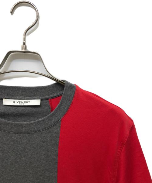 GIVENCHY（ジバンシィ）GIVENCHY (ジバンシィ) カラーブロックTシャツ グレー×レッド サイズ:Mの古着・服飾アイテム