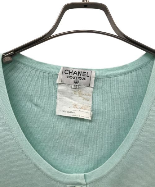 CHANEL（シャネル）CHANEL (シャネル) ココマーク釦サマーニットカーディガン ミント サイズ:40の古着・服飾アイテム