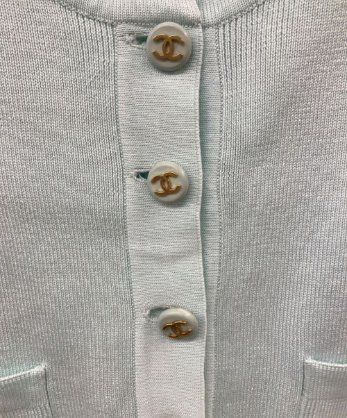 CHANEL（シャネル）CHANEL (シャネル) ココマーク釦サマーニットカーディガン ミント サイズ:40の古着・服飾アイテム