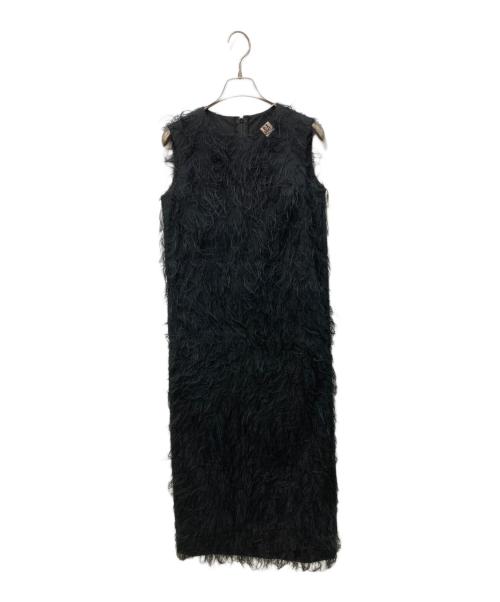Maison MIHARA YASUHIRO（メゾン ミハラ ヤスヒロ）Maison MIHARA YASUHIRO (メゾン ミハラ ヤスヒロ) Feather Like Jacquard Fabric Dress ブラック サイズ:36の古着・服飾アイテム