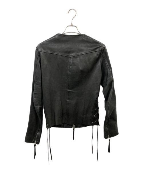 BED J.W. FORD（ベッドフォード）BED J.W. FORD (ベッドフォード) カラーレス鹿革シングルライダースジャケット ブラックの古着・服飾アイテム