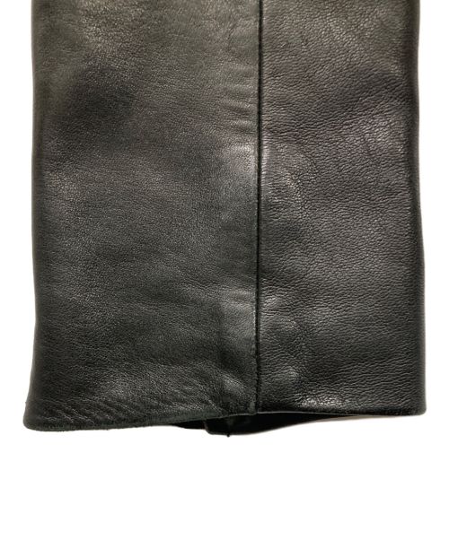 BED J.W. FORD（ベッドフォード）BED J.W. FORD (ベッドフォード) カラーレス鹿革シングルライダースジャケット ブラックの古着・服飾アイテム