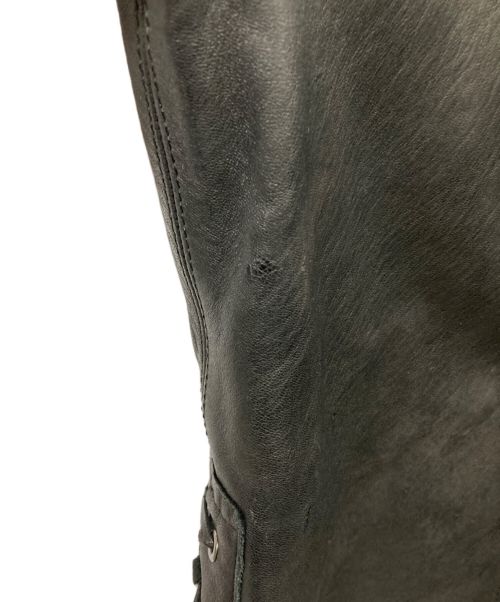 BED J.W. FORD（ベッドフォード）BED J.W. FORD (ベッドフォード) カラーレス鹿革シングルライダースジャケット ブラックの古着・服飾アイテム