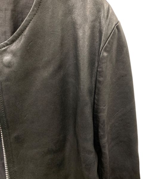 BED J.W. FORD（ベッドフォード）BED J.W. FORD (ベッドフォード) カラーレス鹿革シングルライダースジャケット ブラックの古着・服飾アイテム